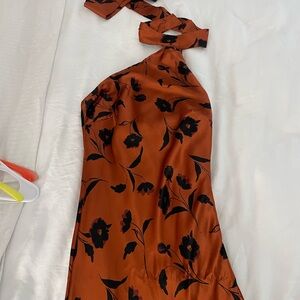 Lost + Wander Orange One Shoulder Sheath Dress